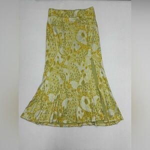 Vintage Free People Oblique Y2K Bias Cut Midi Skirt Abstract Print